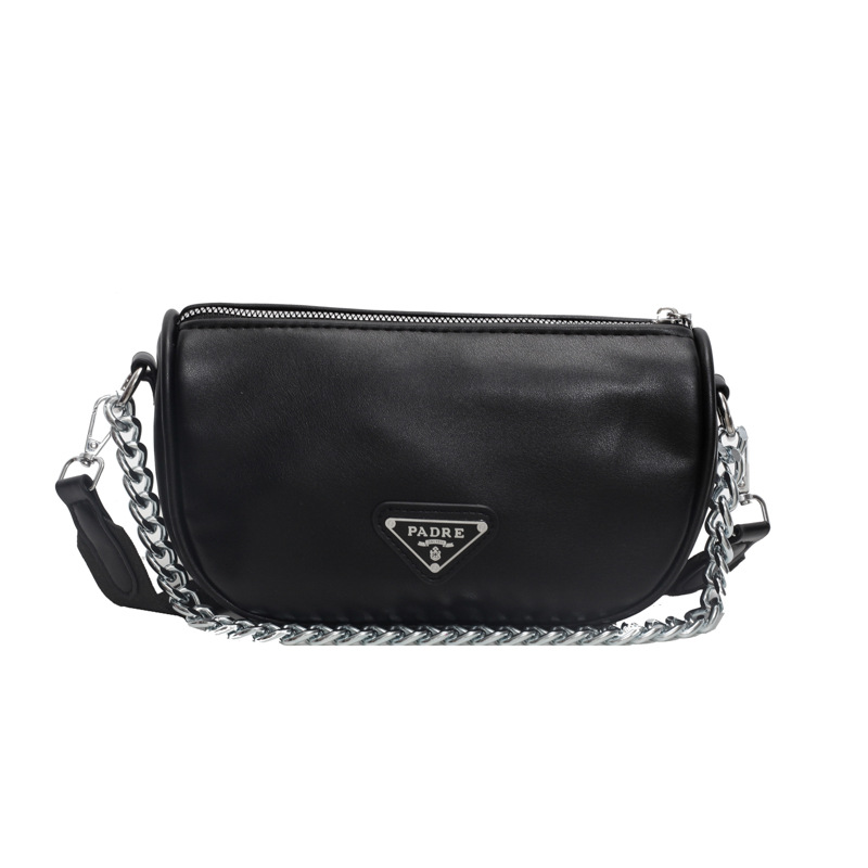 2025 Solid color chain PU trendy and personalized daily commuting small bag, simple women's bag, single-shoulder bag, crossbody bag, women's bag Item Picture