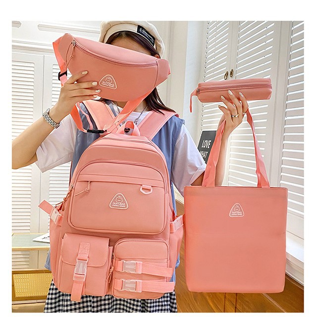 A new versatile student backpack for outdoor sports and travel, a three-piece set of multi-functional schoolbag with large capacity full figure
