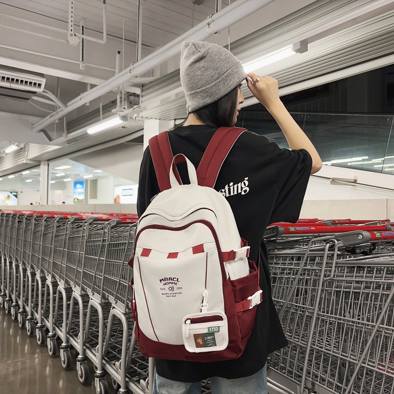 Korean-style schoolbag, lightweight and versatile, large-capacity backpack for junior high school students, stylish backpack for high school and college students details Picture