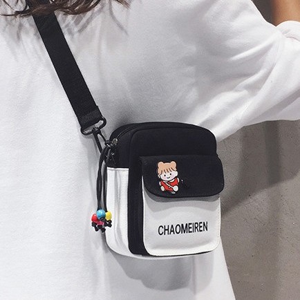 Bag Girl 2025 New Style trendy and cute student crossbody bag, versatile ins Korean-style artistic single-shoulder canvas bag details Picture