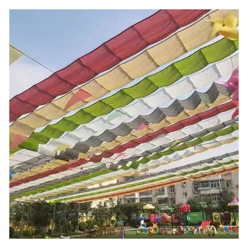 Sunshade net, wavy sky curtain, telescopic top curtain, swimming pool, outdoor sun protection, school playground, heat insulation curtain, sunshade Item Picture