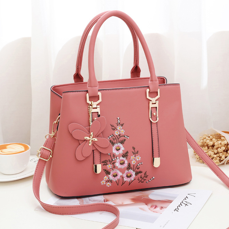 New cross-border embroidered handbags, women's bags, simple single-shoulder bags, bags for middle-aged and elderly mothers, crossbody large foreign trade bags Specification drawing