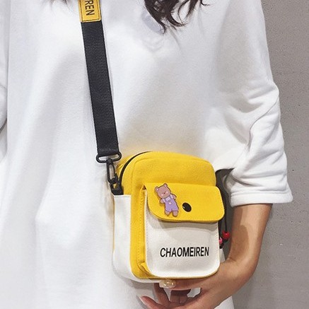 Bag Girl 2025 New Style trendy and cute student crossbody bag, versatile ins Korean-style artistic single-shoulder canvas bag full figure