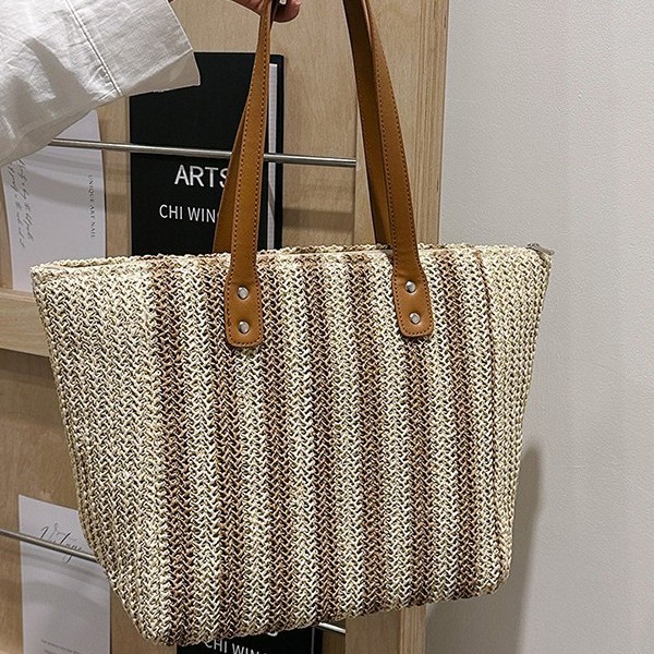 Spring and summer stylish straw woven bags for women, 2025 new Korean style, elegant and casual underarm tote bag, fashionable single-shoulder bag details Picture