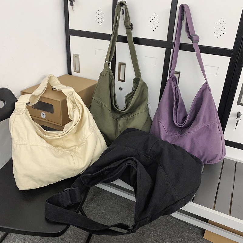 Japanese-style canvas crossbody bag for women, in an Instagram casual, artistic, retro and laid-back style, single-shoulder bag for men, a backpack for college students' classes Specification drawing