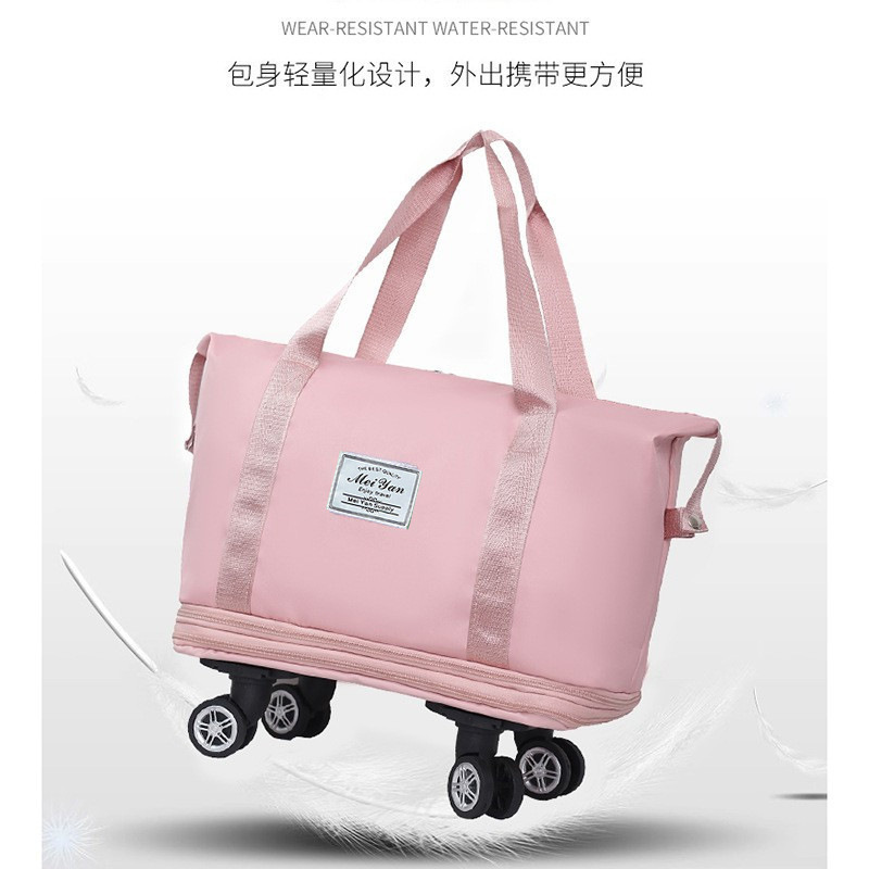 Customized travel bags with logo printing, dry and wet separation, detachable and expandable wheels, and five colors for casual checked luggage Specification drawing