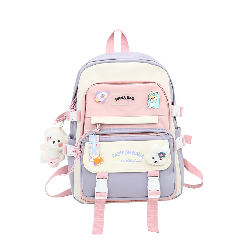 A large-capacity schoolbag for girls, a simple and casual backpack for high school students, and a color-blocking backpack for girls in grades 4 to 6 of primary school Item Picture