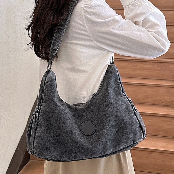Korean large-capacity casual bag, solid color, gentle texture, single-shoulder bag, new Spring/Summer 2025 versatile tote bag for women Specification drawing