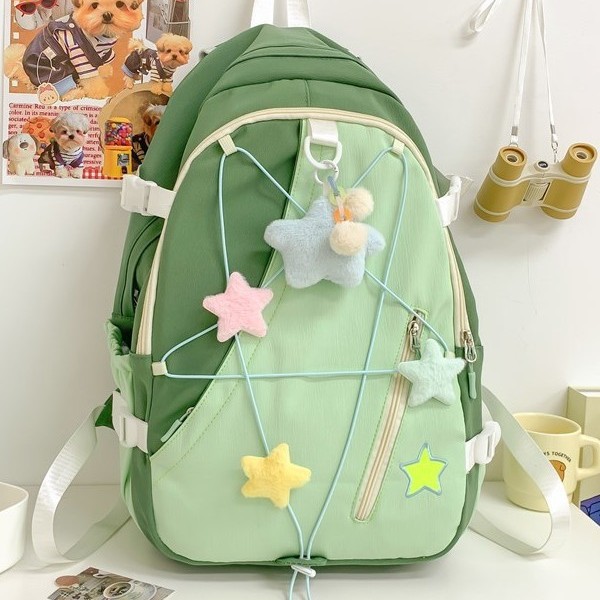 Schoolgirl style, soft and fresh, color-blocking backrest bag for girls, junior high school, senior high school and college students, backpacks for travel details Picture