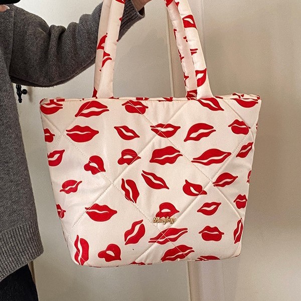 New autumn and winter fashion European and American style lip large-capacity handbag, casual and versatile single-shoulder bag, laid-back style ladies' bag Specification drawing