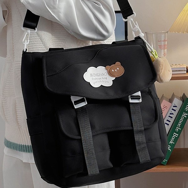 New cartoon pattern cute and fashionable girls' bags, simple backpacks, backpacks, student schoolbags, fresh after-school bags Specification drawing