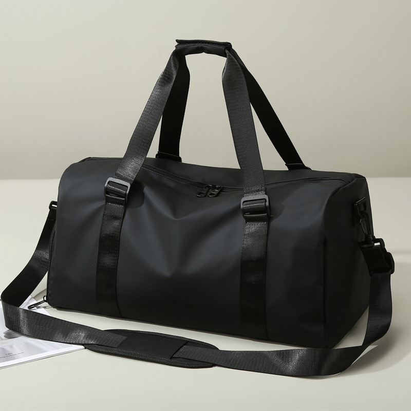 Simple solid-color travel bag, large-capacity stretchable luggage bag, independent shoe compartment, yoga, swimming and fitness bag full figure