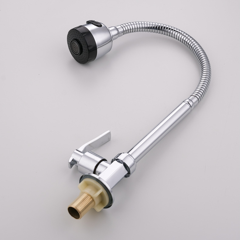 Factory direct sales of hexagonal vertical single faucet, kitchen sink faucet, universal single cooling faucet, default full figure
