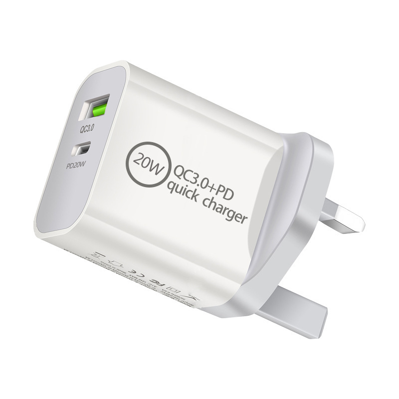 20W PD charger, dual-port PD+QC3.0 charger for UK, Europe, America and Australia, SAA dual-port A+C PD charger for Australia Specification drawing