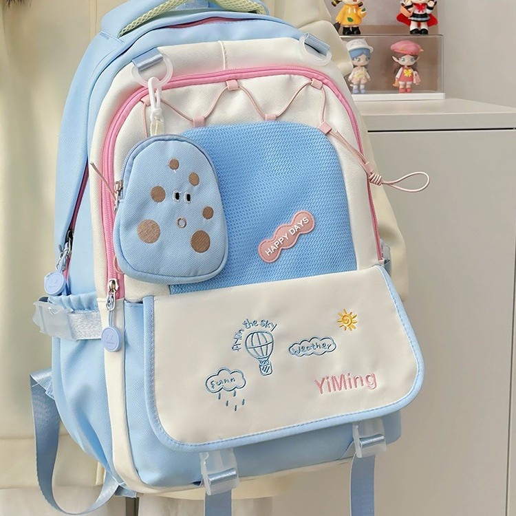 Large-capacity schoolbag, high appearance level, high school student embroidered backpack, forest-style style, cute and versatile student backpack details Picture