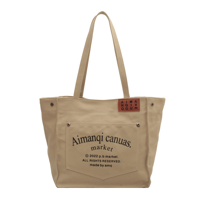 Canvas bag for women, 2022 New large-capacity women's bag, fashionable Korean-style tote bag, single-shoulder bag for female college students in class Item Picture