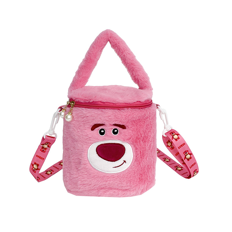 New cartoon Sanrio plush shoulder strap hand-held crossbody bag, claw machine doll plush bag, portable bucket bag Item Picture