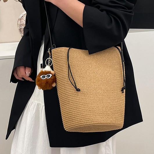 2025 New straw woven bags, casual tote bags, women's large-capacity vacation and travel beach bags, underarm bucket bags details Picture