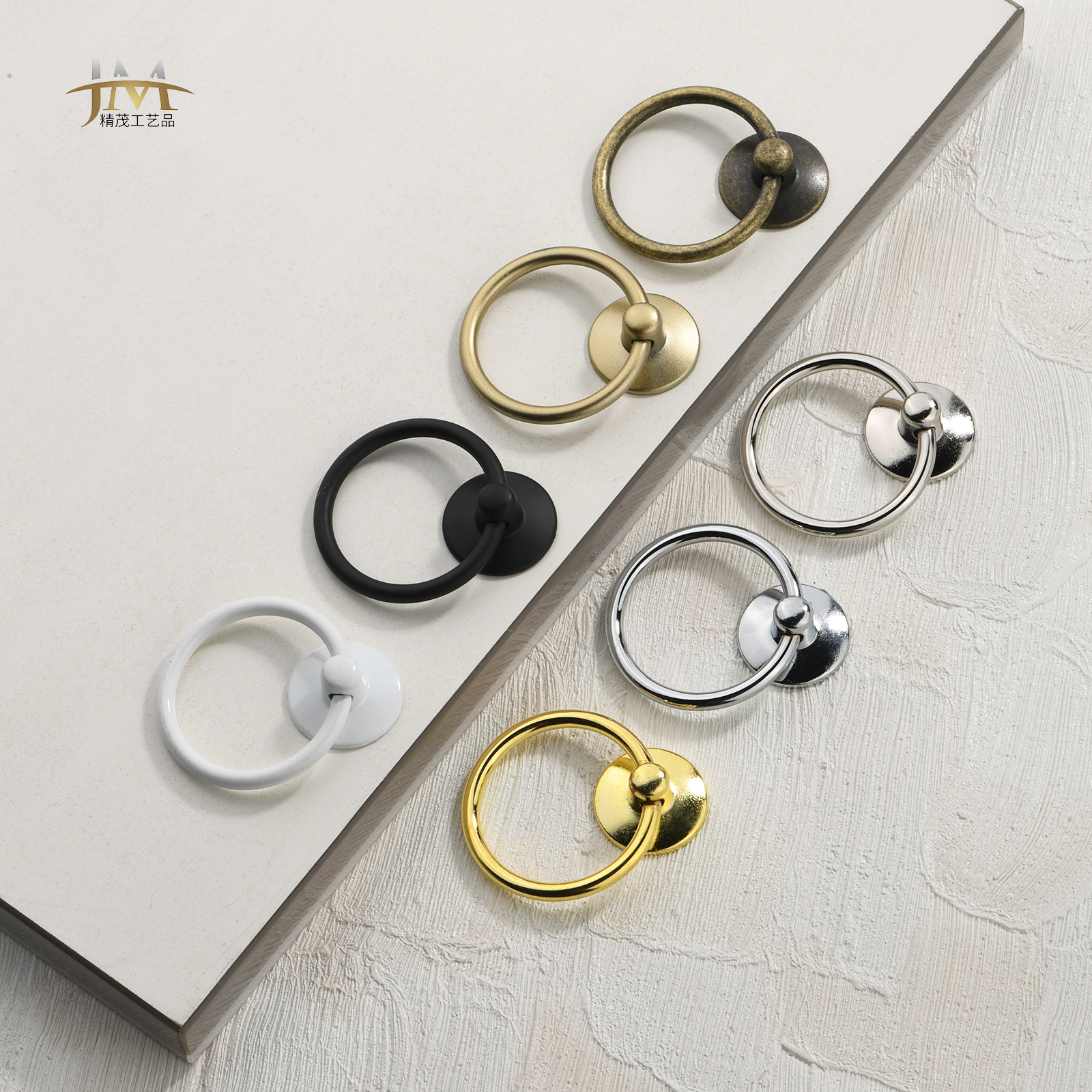 Jingmao Hardware -056 Home Decoration European-style circular hanging ring drawer, circular single-hole pull ring cabinet door handle, cabinet door full figure