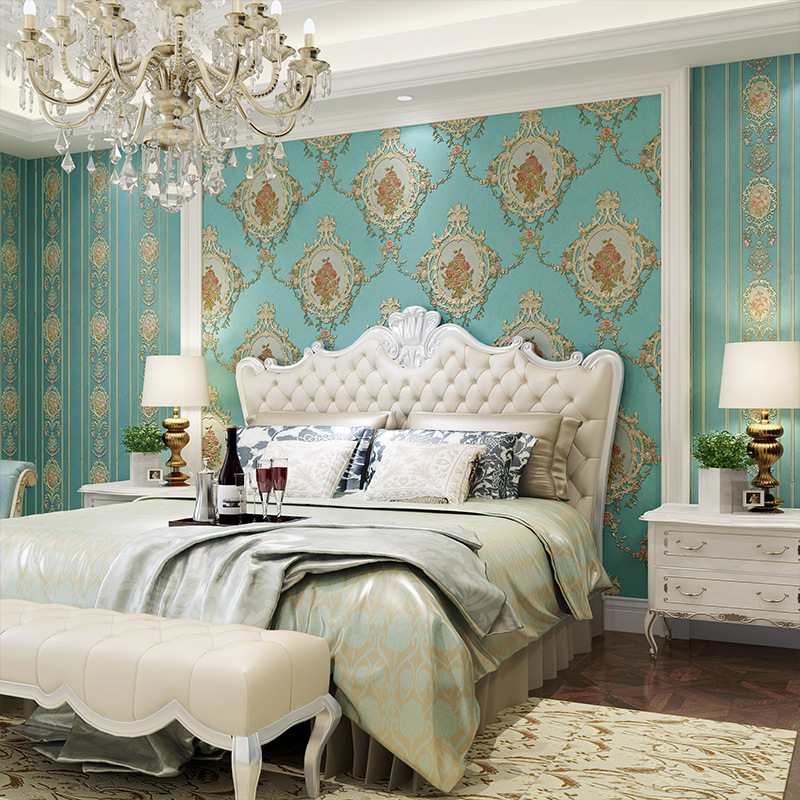 Self-adhesive wallpaper, simple European 3D stereoscopic relief AB version wallpaper, warm living room, bedroom, bedside background, wall paper Application Scenario