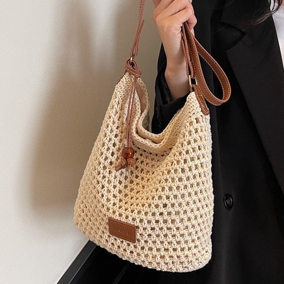 Spring/Summer ins Trendy Woven Bag 2025 New Style Simple, fashionable and casual straw woven bag Large capacity versatile single-shoulder bag details Picture