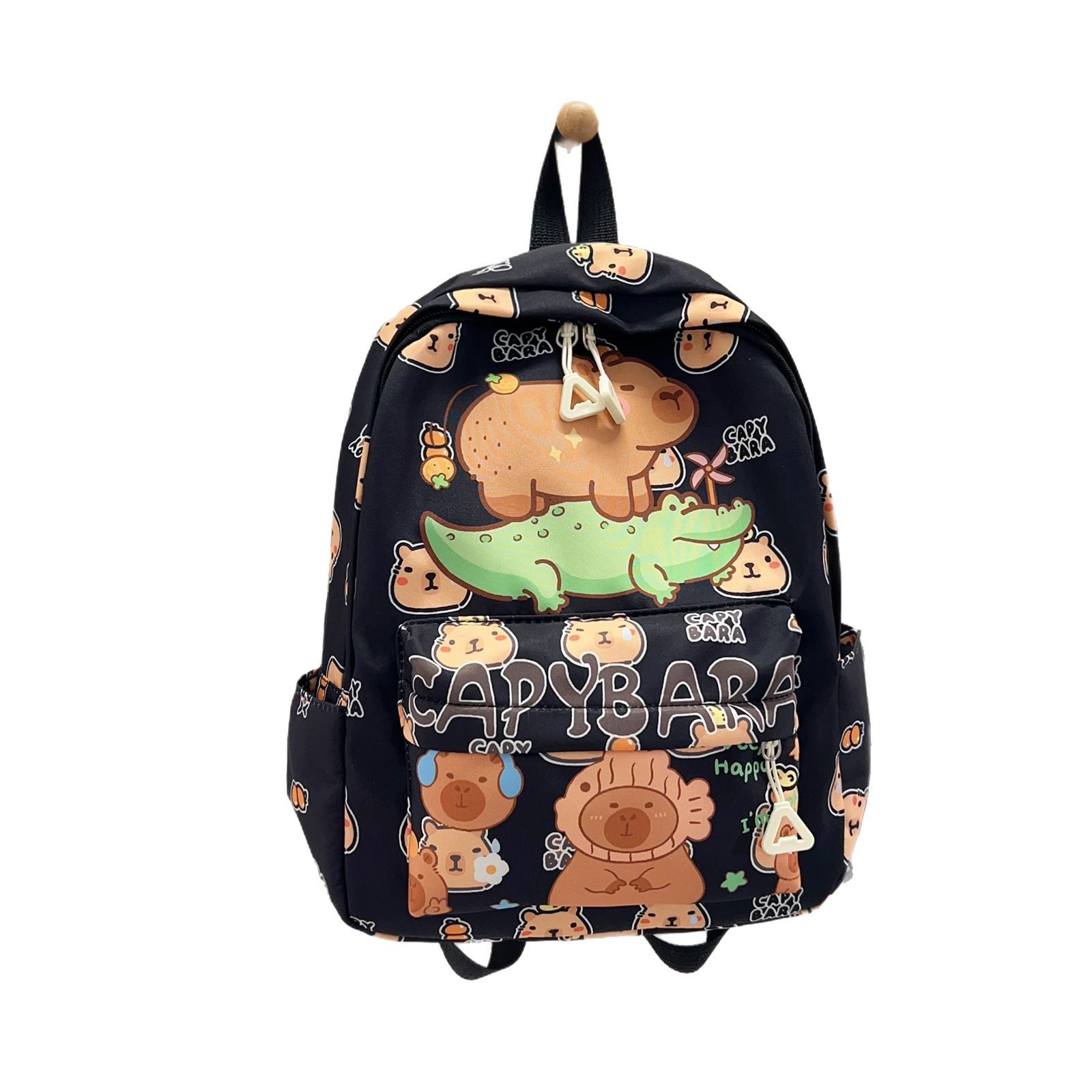 Capibala cute printed children's schoolbag, large-capacity lightweight backrest schoolbag, high appearance level trendy bag for girls' middle school students Item Picture