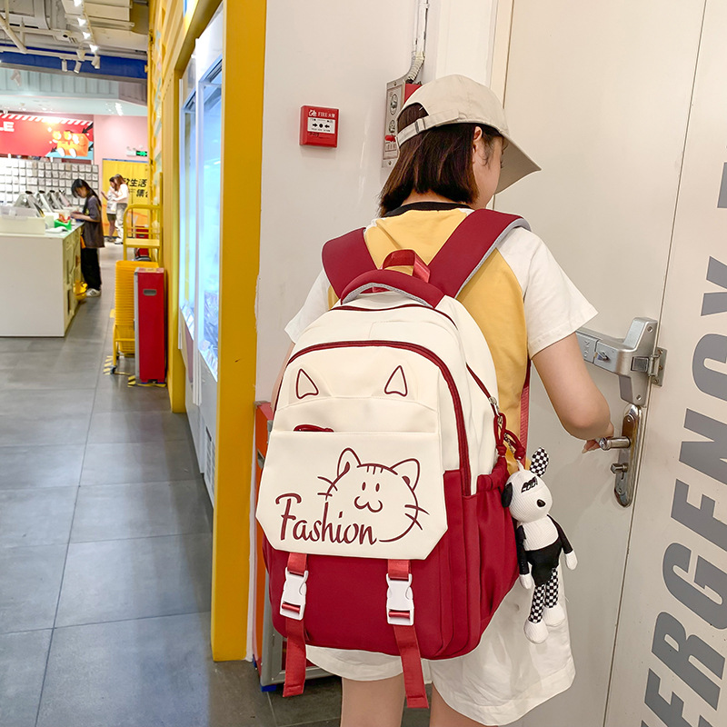 High-appearation-level schoolbag for primary and junior high school students to reduce burden, large-capacity backpack, cartoon cute cat casual backpack for girls Specification drawing