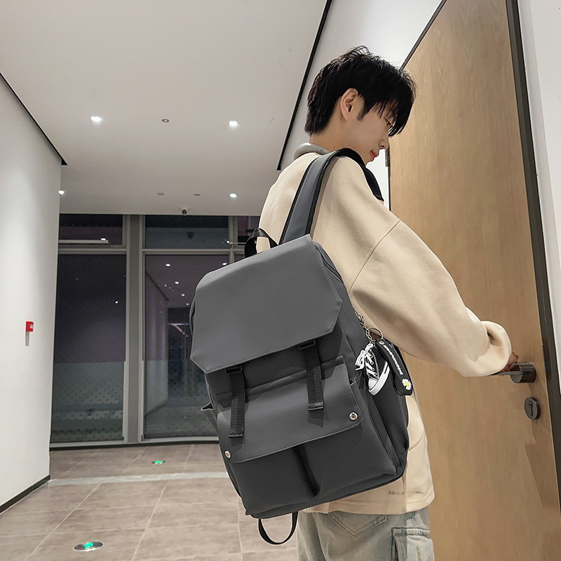 A simple solid-color backpack for high school students, a large-capacity, lightweight and lighter-load student backpack details Picture