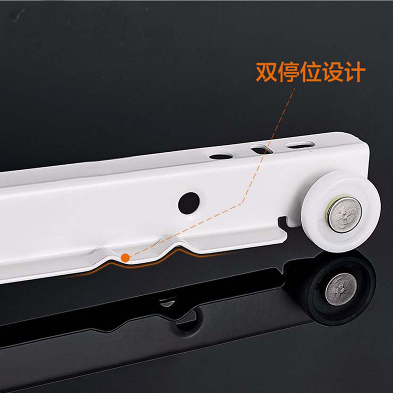 Factory direct sales of wardrobe powder rails, powder-coated slide rails, roller slide rails, silent two-section drawer slide rails, furniture hardware guide rails Specification drawing