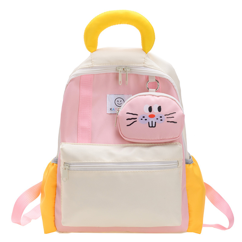 Cross-border kindergarten cartoon color-blocking backpacks for boys, lightweight and cute primary school students, and girls for spring outings Item Picture