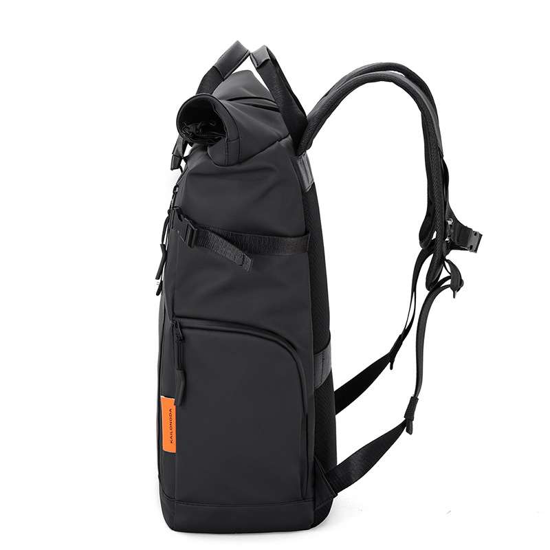 New trendy rolled-up backpack, men's large-capacity student schoolbag, outdoor travel backpack, laptop bag details Picture