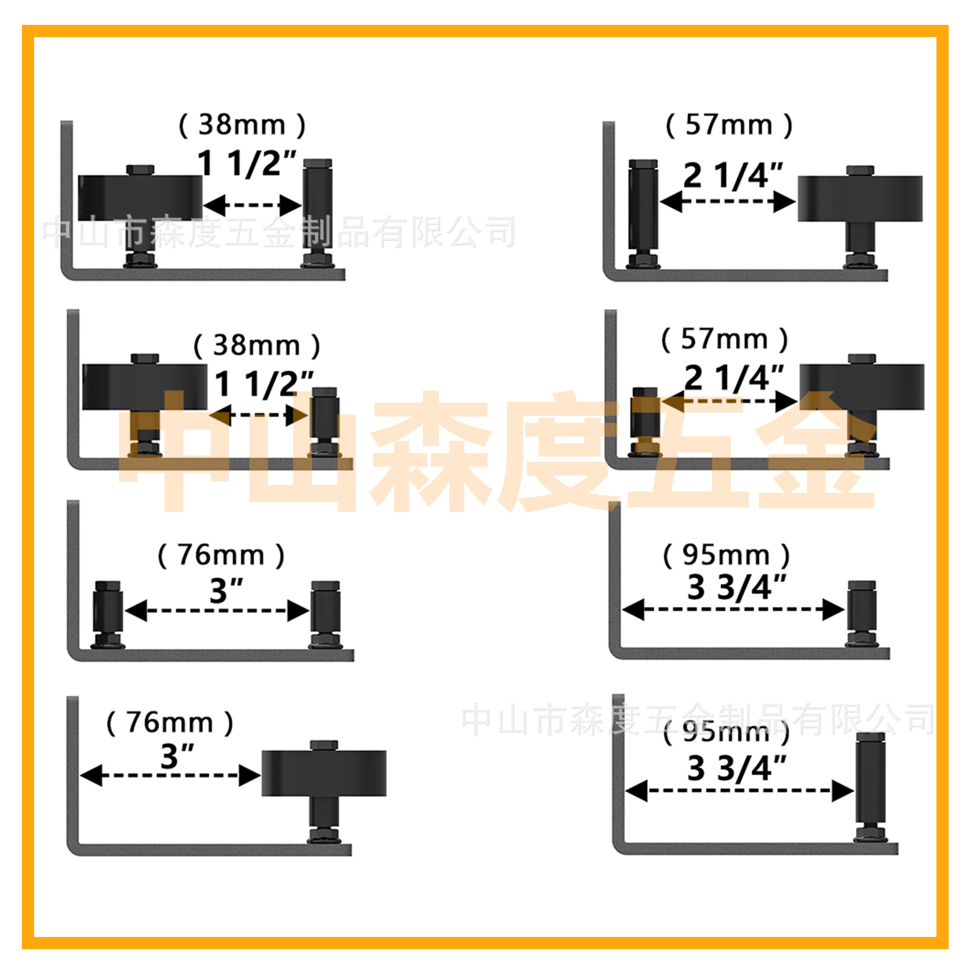The barn door hanging rail anti-swing device is an eight-in-one device with multiple installation methods, providing a full-hole wheel anti-swing for the sliding door of the barn door details Picture