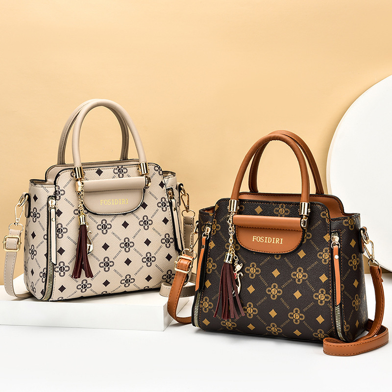 High-end fashion women's bags 2022, large-capacity handbags, middle-aged mom bags, elegant and versatile, single-shoulder crossbody bags, trendy Specification drawing