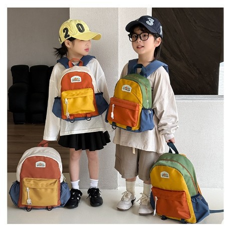New color-blocking children's backpacks, cute kindergarten schoolbags, casual and lightweight travel backpacks for boys and girls Specification drawing