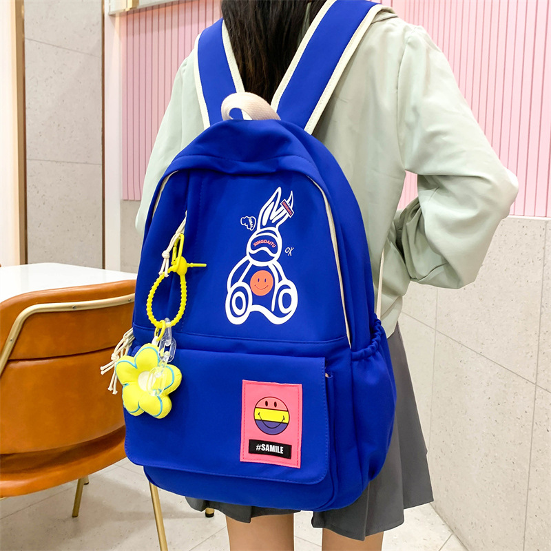 Wholesale of new cute cartoon schoolbags for middle school students, Korean version of simple schoolbags for college birthdays Specification drawing