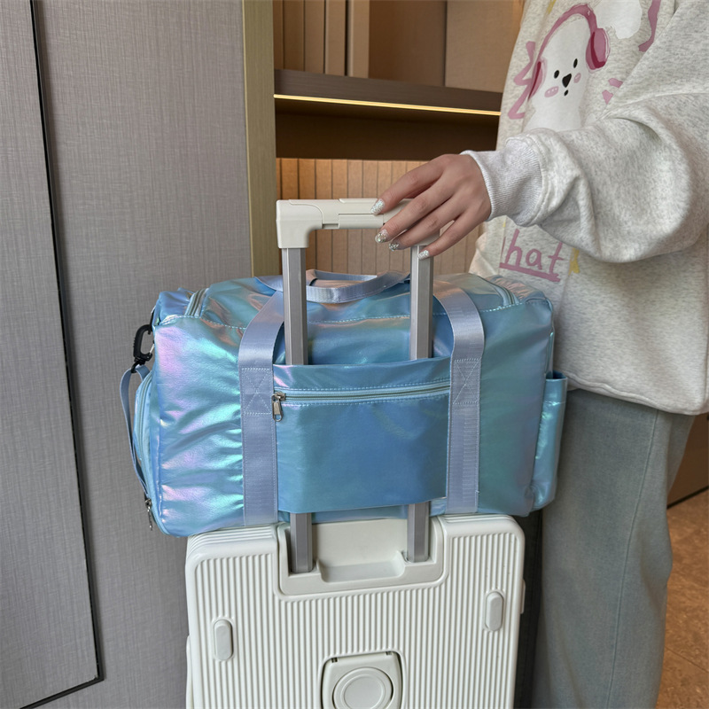 Unisex colorful travel bag, large-capacity hand-held crossbody bag, luggage bag, dry and wet separated yoga storage bag details Picture