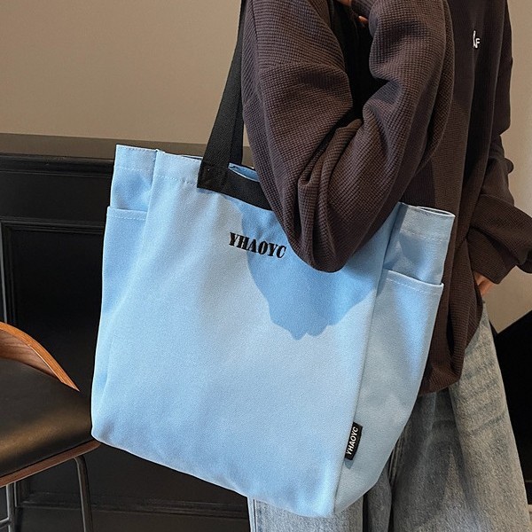 Popular new canvas bags for women's commuting to work, large-capacity single-shoulder bags, simple tote bags, and hand-held canvas bags for classes Specification drawing