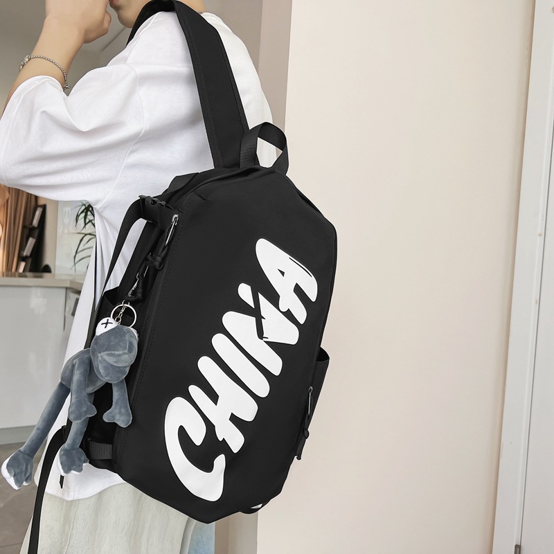 New street fashion backpacks, men's large-capacity outdoor travel backpacks, women's trendy high school and college student backpacks full figure