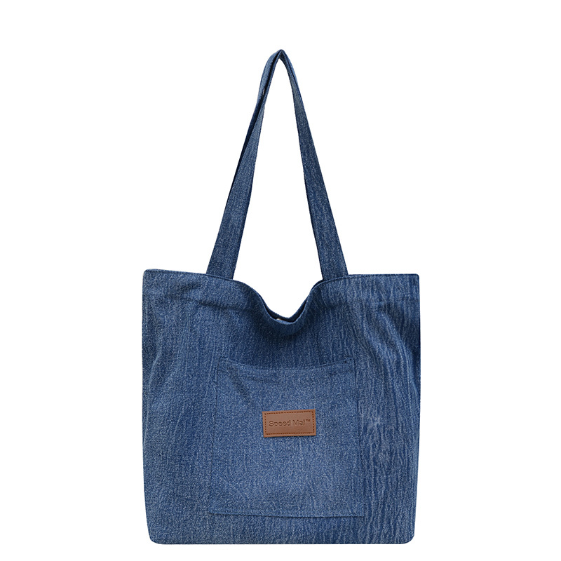 Large-capacity school handbag, large commuting bag for work, new denim casual single-shoulder bag for women in the autumn of 2024 Item Picture