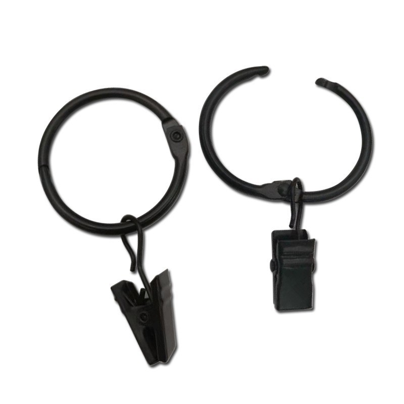 Black open ring curtain clip factory wholesale, movable snap-on type curtain clip open ring Item Picture