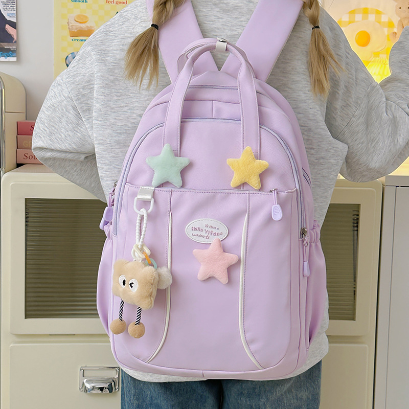 Cute girl backpack, schoolbag for girls, Korean version of stars, high school girls, high school students, large capacity, high appearance level backpack Specification drawing