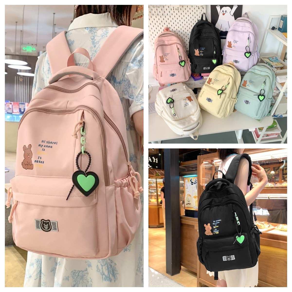 This Japanese-style cute girl backpack is fresh and versatile. It's a casual backpack for going out and has a large capacity. It's a schoolbag for junior high school students on campus full figure
