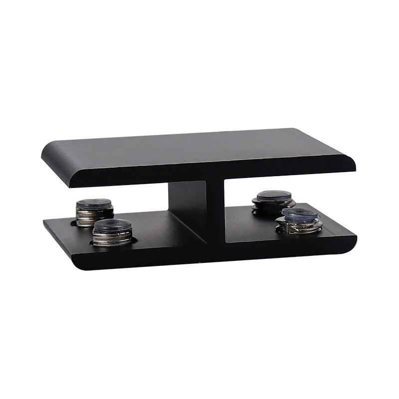 Space aluminum glass clamp, non-perforated layer plate clamp bracket, 90-degree and 180-degree black partition plate combination type fixation Item Picture
