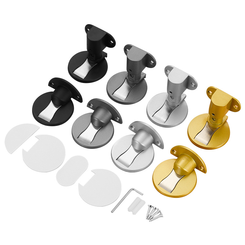 Non-perforated aluminum alloy door stop invisible door stop, anti-collision bathroom door behind, household strong magnetic door floor stop Item Picture