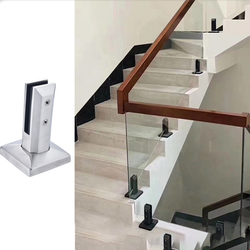 304 stainless steel glass clamp, bathroom swimming pool clamp, non-drilling base, fixed staircase, tempered glass clamp 201 details Picture
