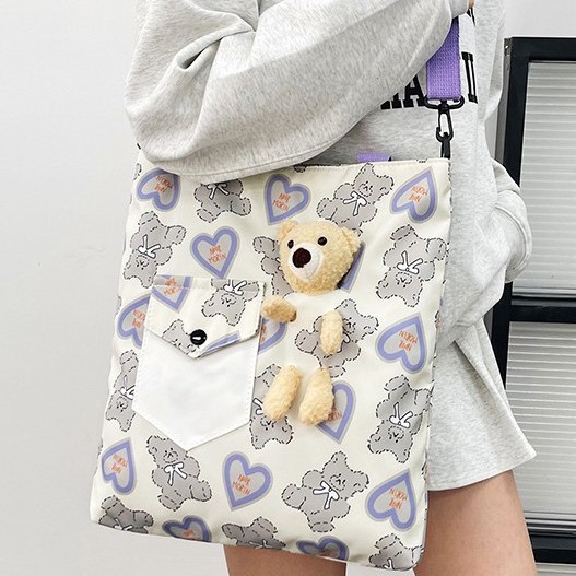 New student tutorial bag, girls' casual single-shoulder crossbody bag, large-capacity printed multi-functional bag for junior and senior high school students full figure