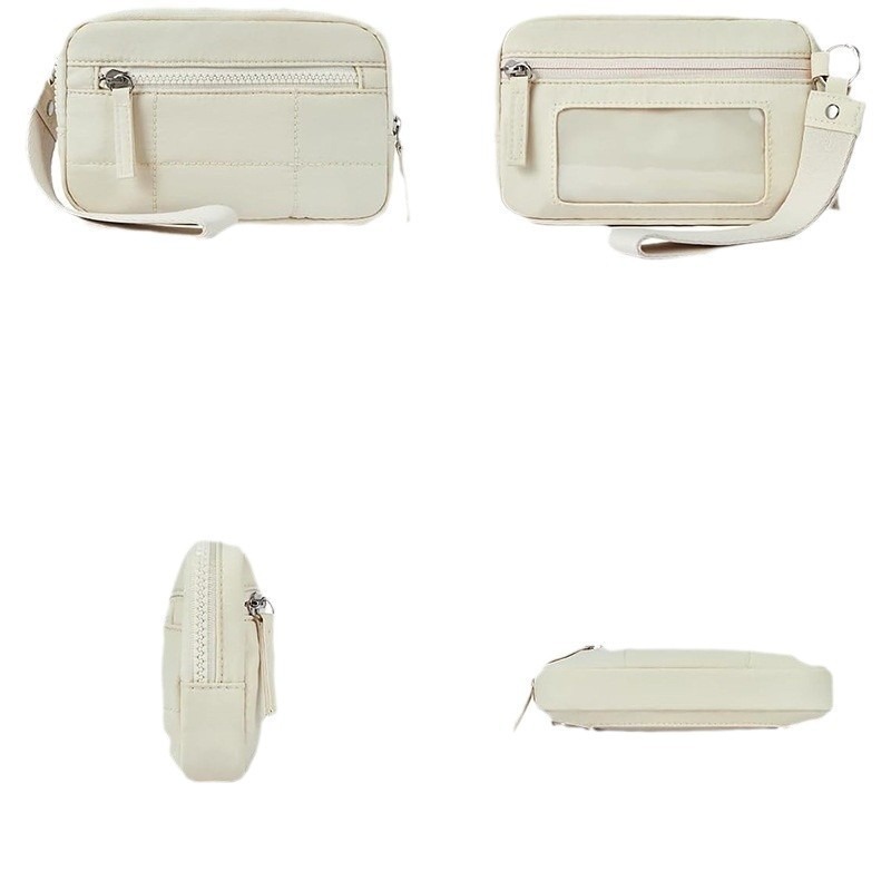 In-stock Amazon best-selling mini pleated checkered hand-held bag, PVC window coin purse, travel storage card case Item Picture