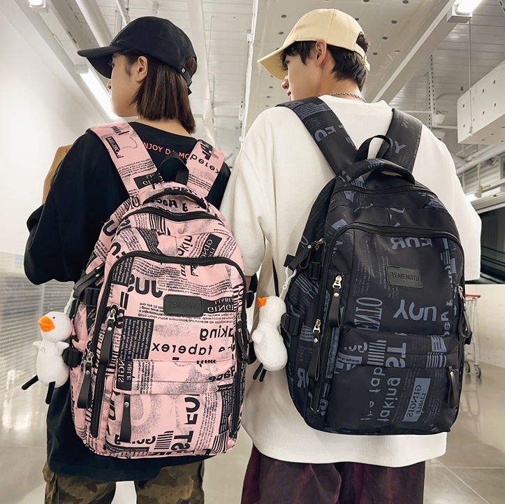 2024 New style schoolbag for boys, graffiti, cool, large capacity, high appearance level, backpack for girls, college students, couple backpack full figure
