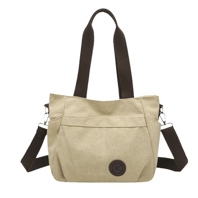 New winter 2024 canvas bag, large capacity, wide shoulder strap, simple women's bag, shopping handbag, casual crossbody bag Item Picture