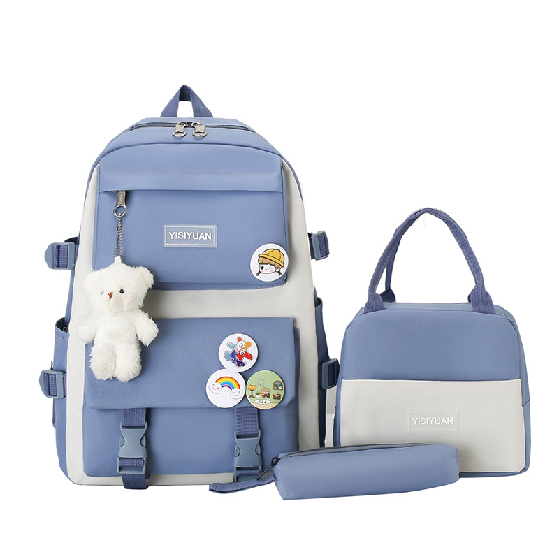Wholesale of new cross-border schoolbags for girls, Korean version, large capacity backpacks for junior high school and primary school students, double-shoulder bags, insulated lunch boxes and bags Item Picture